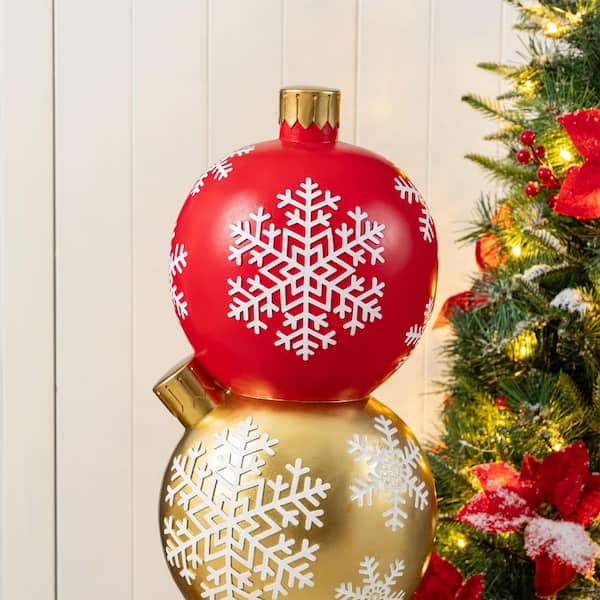 Glitzhome 36.25 in. H Christmas Resin Stacked Ornament Porch