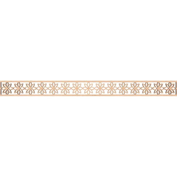 Ekena Millwork Daisy Fretwork 0.375 in. D x 46.375 in. W x 4 in. L Red Oak Wood Panel Moulding