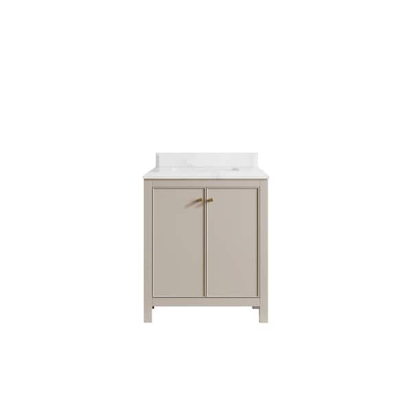 Willow Collections Chicago 30 in. Single Sink Freestanding Fine Grain Bath Vanity with Empira White Qt. Top Unassembled