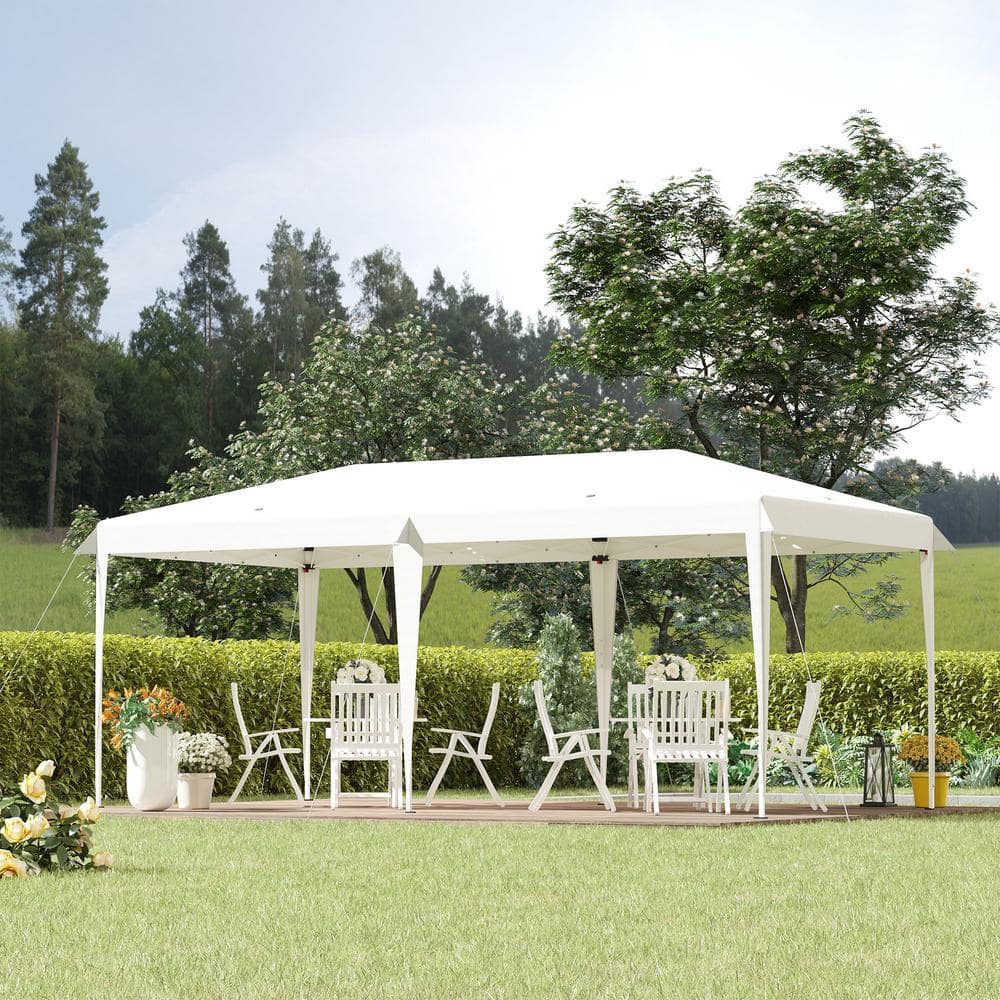 19 Ft. White Steel UV Resistant Pop-Up Canopy Tent