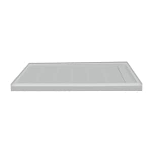 Linear 32 in. L x 60 in. W Single Threshold Alcove Shower Pan Base with Right Drain in Grey