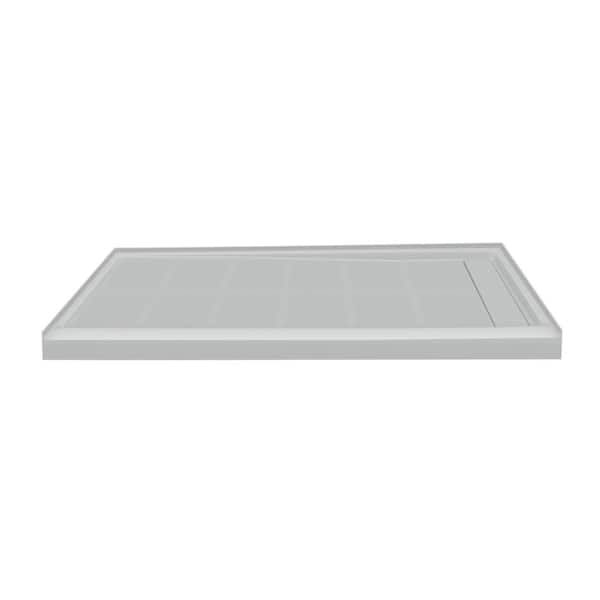 Transolid Linear 32 in. L x 60 in. W Single Threshold Alcove Shower Pan Base with Right Drain in Grey
