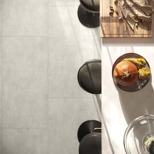 Sample - Unico White Matte 6 in. x 6 in. Concrete Look Porcelain Floor and Wall Tile