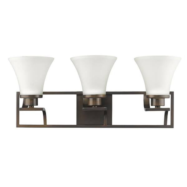 Acclaim Lighting Mia 3-Light Oil-Rubbed Bronze Vanity Light with Etched Glass Shades