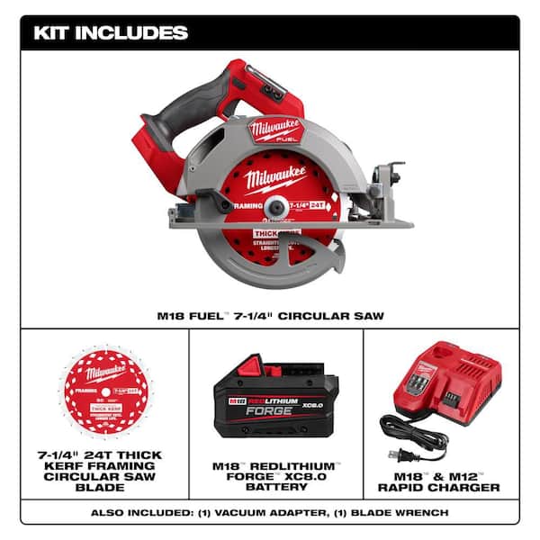 M18 FUEL 18V Lith-Ion Brushless Cordless 7-1/4 in. Circular Saw w/ FORGE 8. 0Ah Battery & Charger