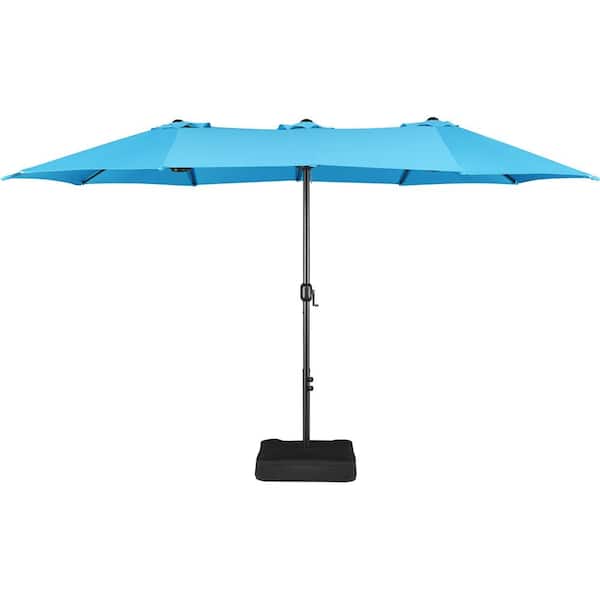 Yaheetech 15 ft. Twin Patio Parasol Triple-Size Outdoor Umbrella