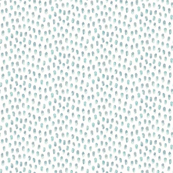 Chesapeake Sand Drips Aqua Painted Dots Blue Wallpaper Sample