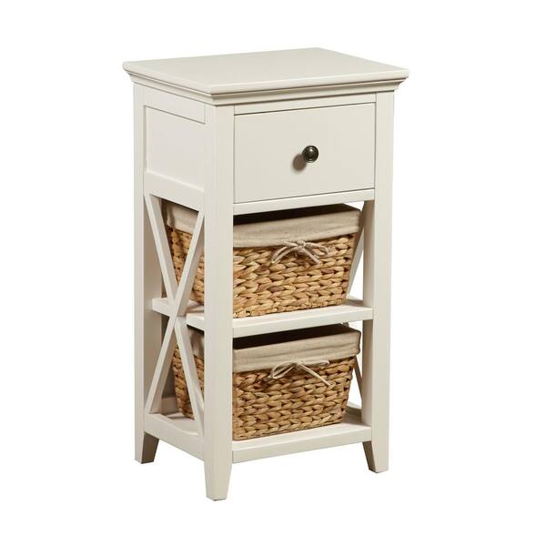 Pulaski Furniture Basket Bathroom Storage Wood Cabinet in White