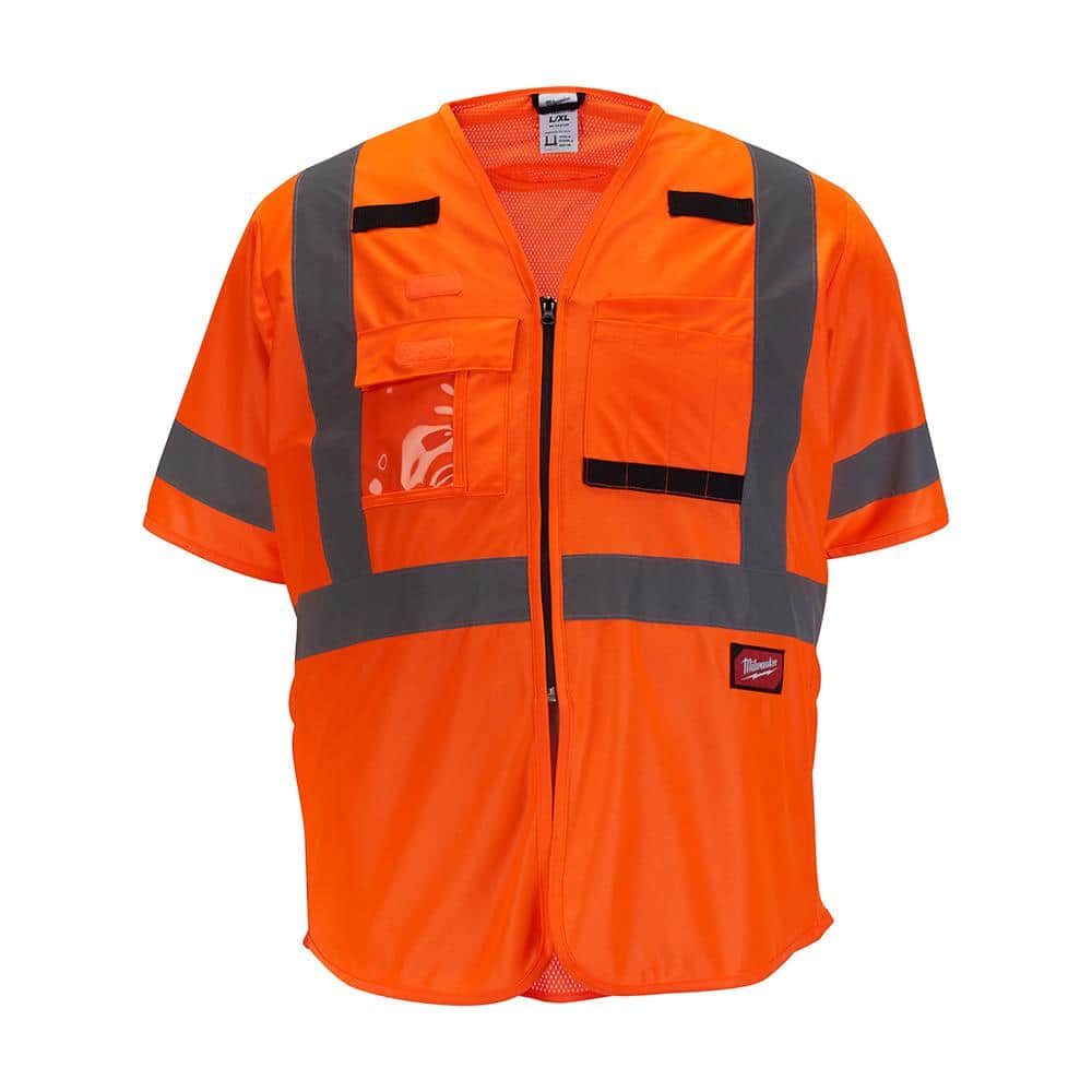 Milwaukee 48-73-5092 ANSI/CSA High Visibility Orange Safety Vests L/XL