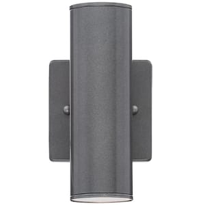 Riga 3.75 in. W x 7.88 in. H 2-Light Anthracite Outdoor Cylinder Wall Lantern Sconce