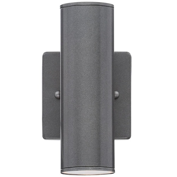 Eglo Riga 3.75 in. W x 7.88 in. H 2-Light Anthracite Outdoor Cylinder Wall Lantern Sconce