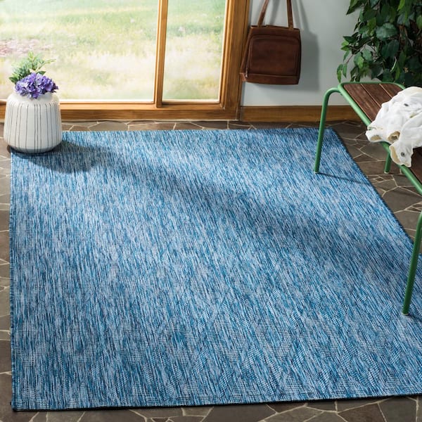 Courtyard Navy 4 ft. x 6 ft. Solid Indoor/Outdoor Patio  Area Rug