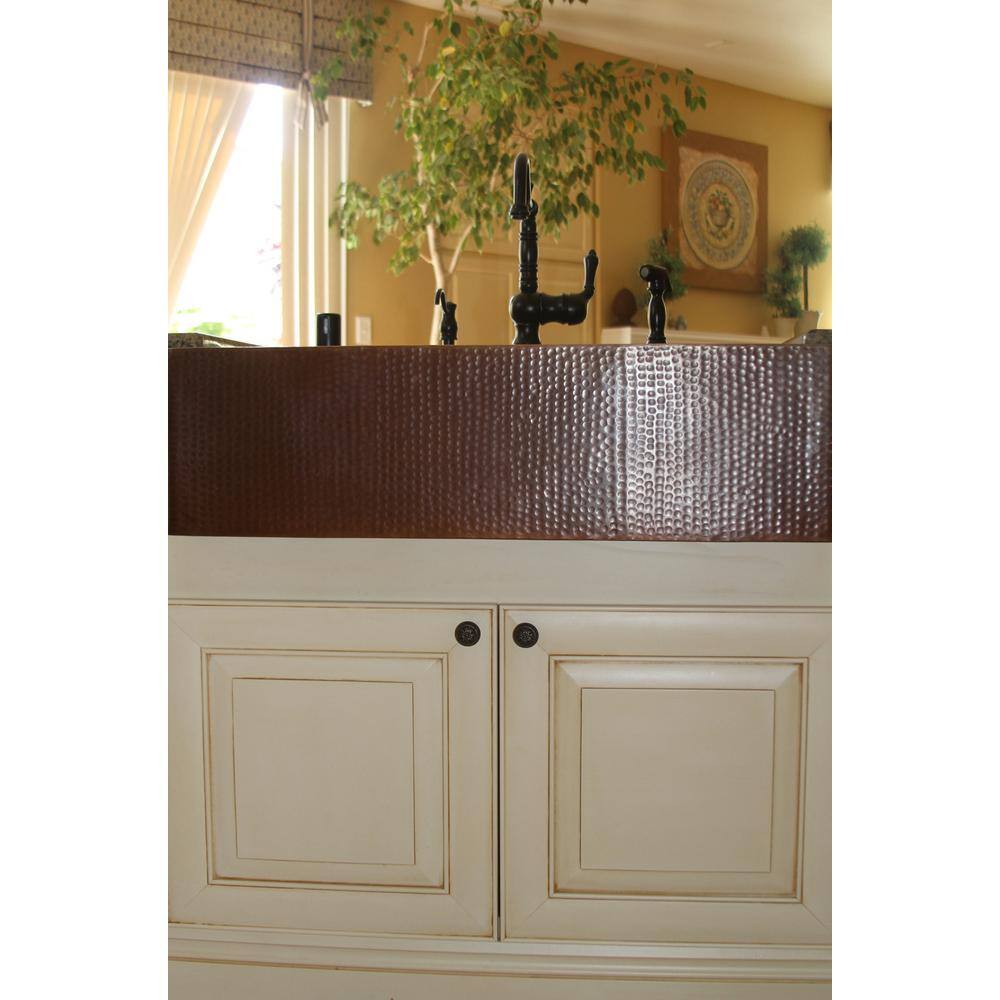 33" Hammered Copper Farmhouse Drop-In Kitchen Sink
