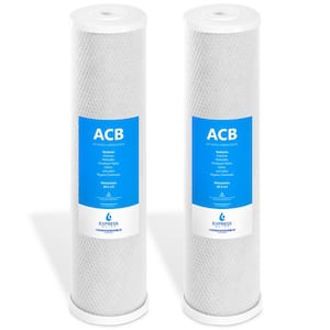 2 Pack Big Blue Water Filter Activated Carbon Block Filter - Whole House - 5 Micron - 4.5" x 20" inch