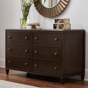 Bonterra 6-Drawer Chocolate Brown Dresser (56.7 in. W x 24.4 in. D x 35.9 in H)