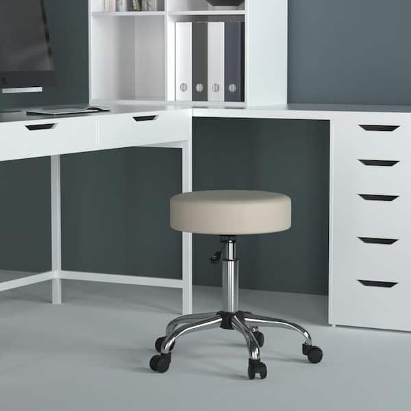 WorkPro Medical Stool Beige Vinyl High Density Foam Chrome Base Pneumatic Lift