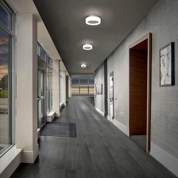 Bonham 8 in. Brushed Nickel Flush Mount with Integrated LED Selectable 4CCT 2700K-3000K-3500K-4000K