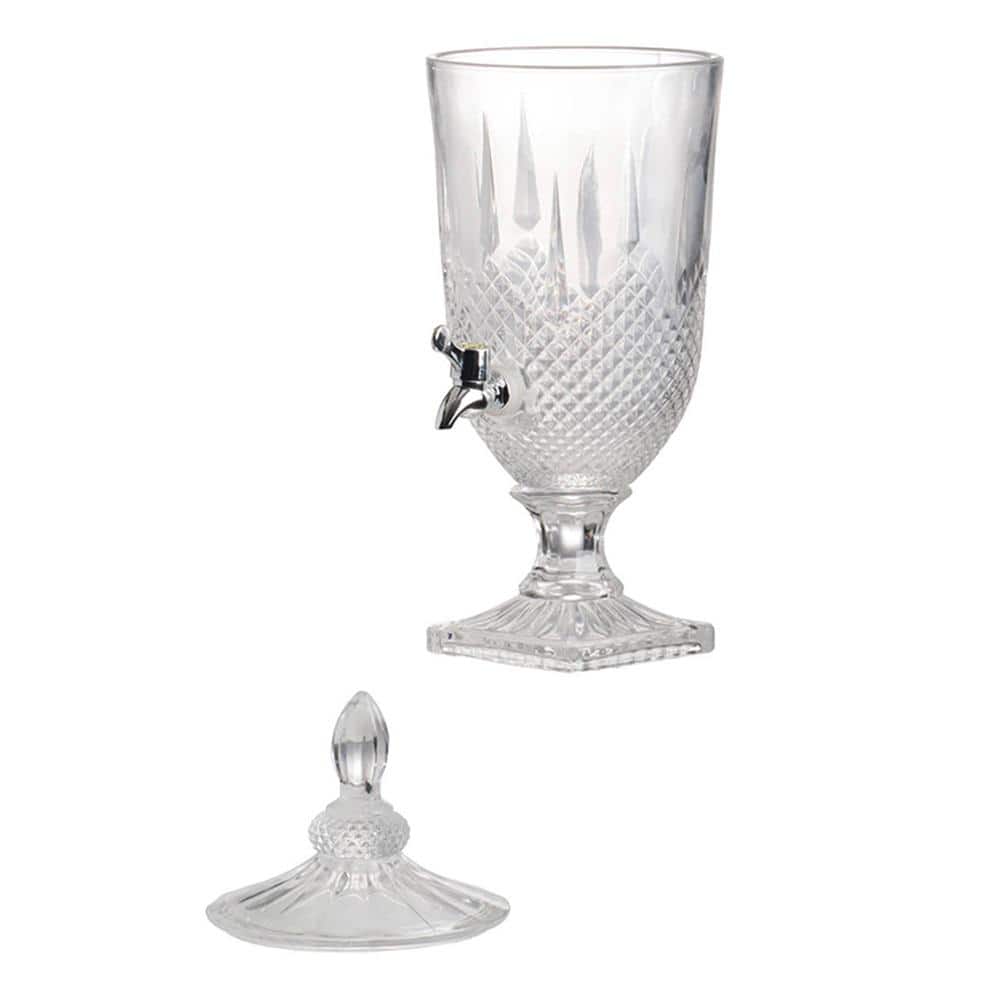 Elegant Clear Glass Beverage Dispenser with Polished Silver Lid