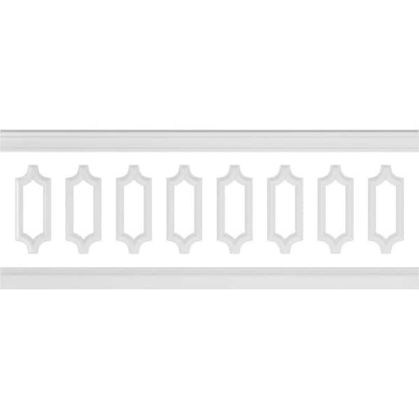 Ekena Millwork 94 1/2 in. (Adjustable 36 in. to 40 in.) 23 sq. ft. Polyurethane Ashford Scalloped Panel Wainscot Kit Primed