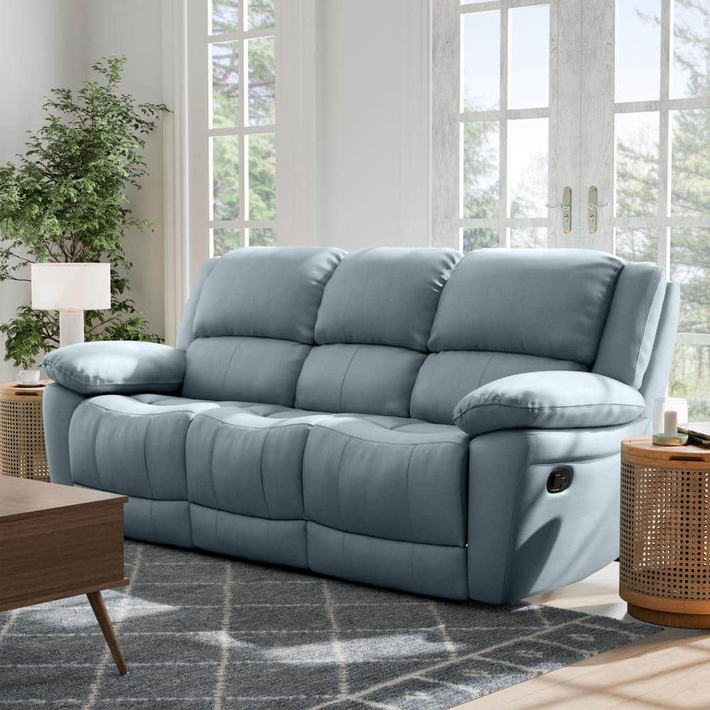 Furniture of America Loure 82 in. Pillow Top Arms Leather Furniture of America Loure 82 in. Pillow Top Arms Leather