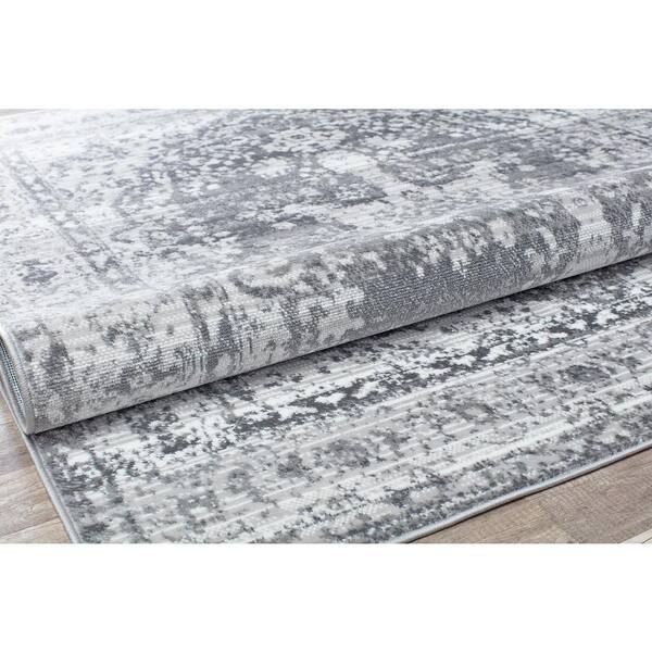 Freya Gray Modern Washable Area Rug, 5x7, Sold by at Home