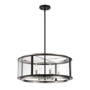 Tambouro 6-Lights Black Pendant with Clear Glass Shade
