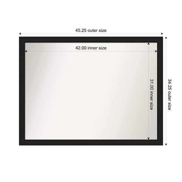 Amanti Art Midnight Black Narrow 45.25 in. x 34.25 in. Custom Non-Beveled Wood Framed Bathroom Vanity Wall Mirror