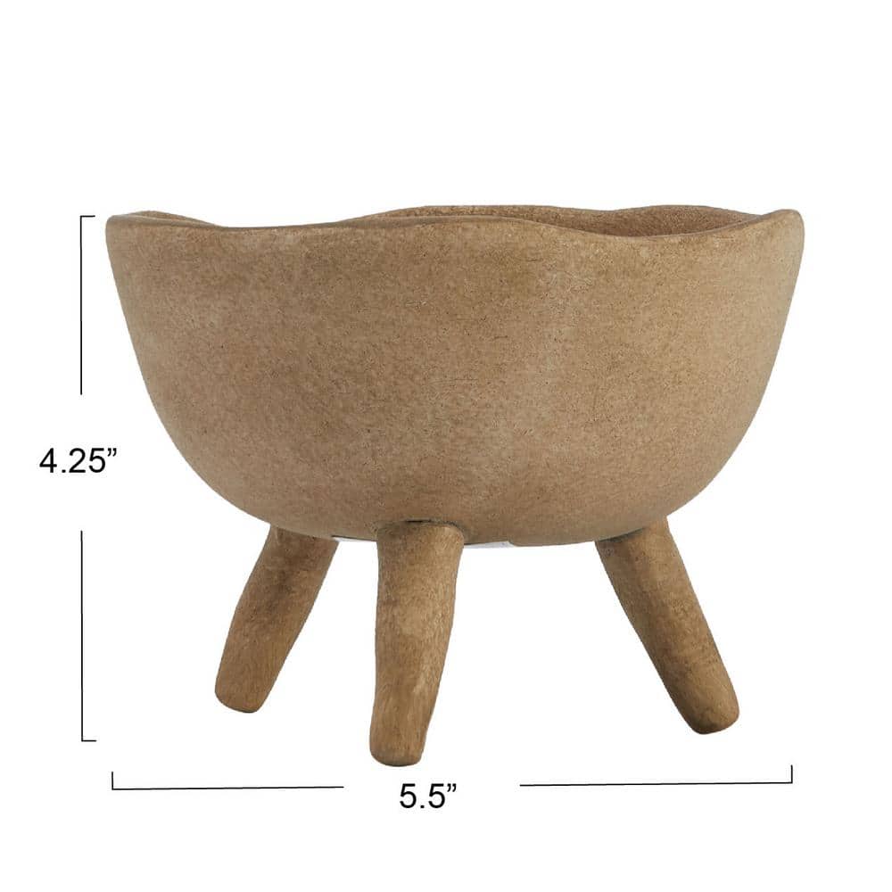 Large Matte Taupe Terracotta Footed Planter