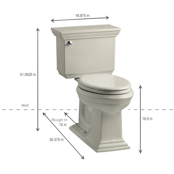 Kohler Memoirs Stately 2 Piece 1 28 Gpf Single Flush Elongated Toilet With Aquapiston Flush Technology In Sandbar K 3817 G9 The Home Depot