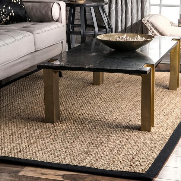 Elijah Seagrass with Border Black 5 ft. x 8 ft. Area Rug