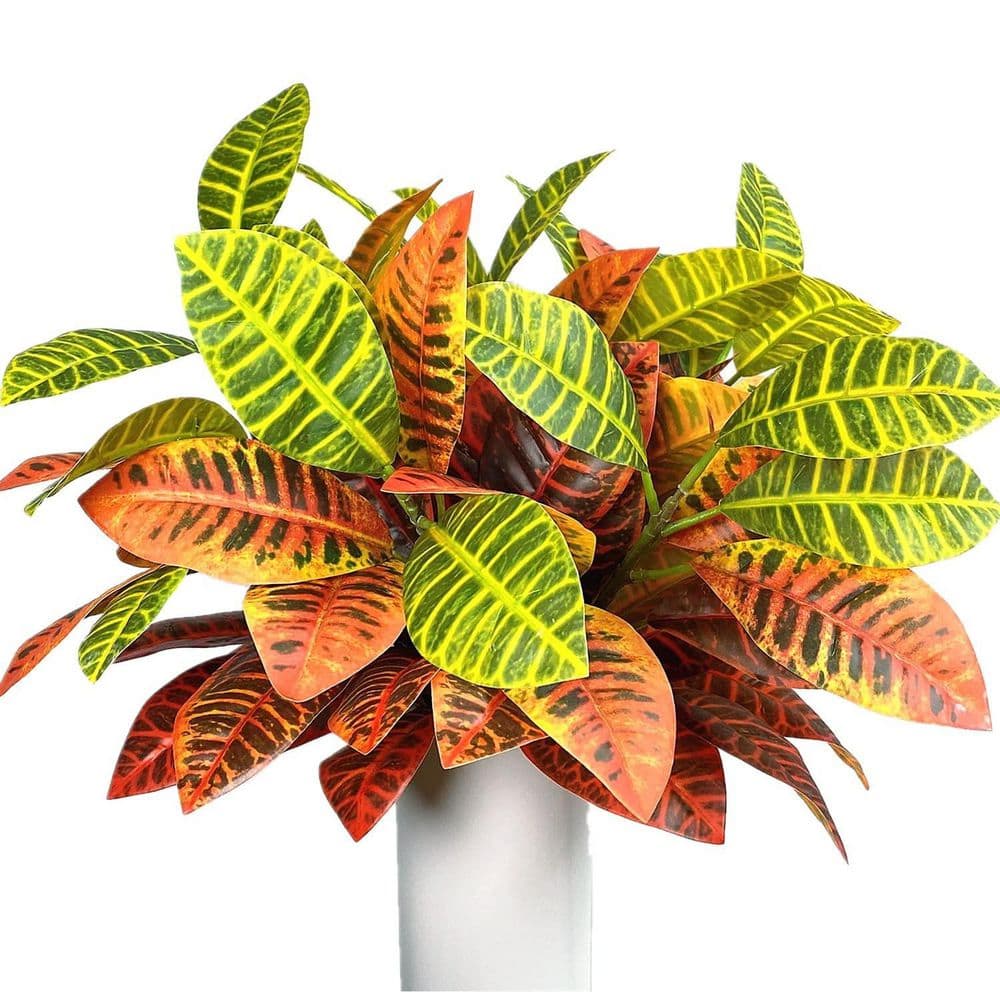 14.5 in. Artificial Orange Color Family Indoor/Outdoor Croton Plant Branches Tropical Houseplant 4 pcs price history on PriceWatchPro