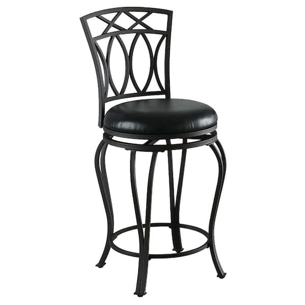 Coaster 24 in. Elegant Metal Counter Stool with Faux Leather Seat Black
