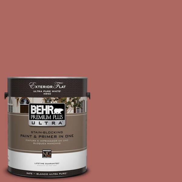 BEHR Premium Plus Ultra 1-Gal. #UL110-9 Colonial Brick Flat Exterior Paint-DISCONTINUED