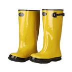17 in. Over The Boot Rubber Slush Boot Cotton Lined Hi Vis Yellow Top Strap and Buckle Size 12