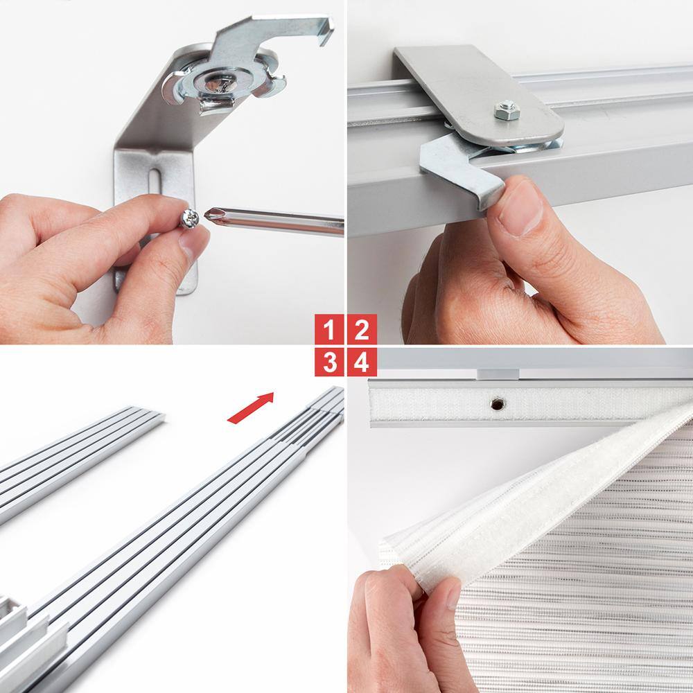 Bishop Adjustable Gray Fabric Sliding Panel Track Blinds