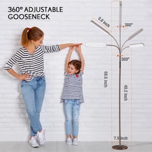 68.5 in. Classic Bronze Industrial Standard Dimmable and 4 Color Temperature LED Floor Lamp with Remote & Touch Control