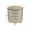 Green and White Footed Stoneware Planter with Abstract Print