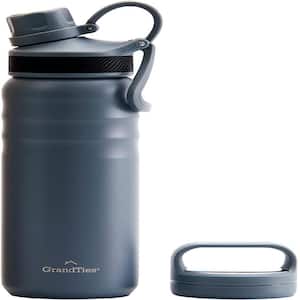 24 oz. Stone Gray Travel Water Bottle - Wide Mouth Vacuum Insulated Water Bottle with 2-Style Lids