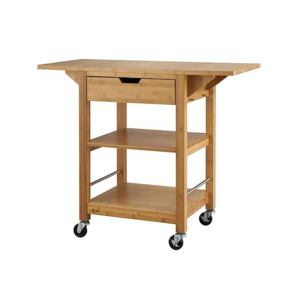 TRINITY Bamboo Kitchen Cart with Drop Leaf