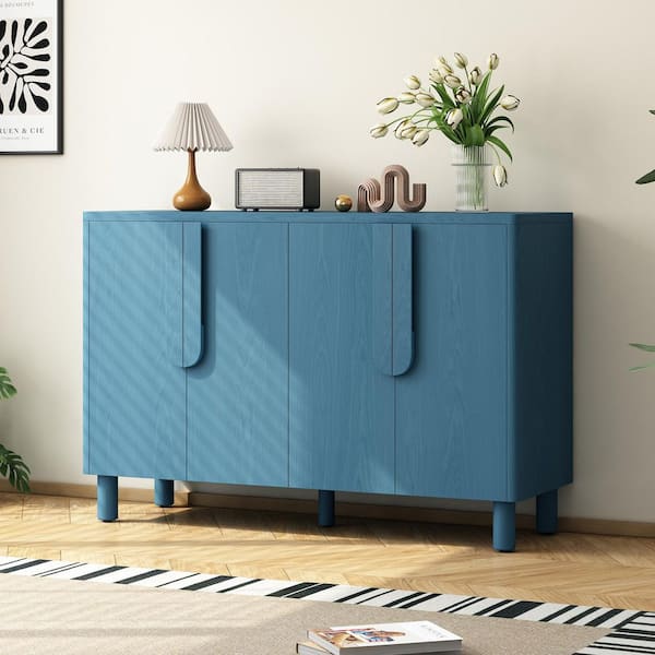 Modern Navy Blue Wood 47.8 in. Sideboard with Unique Arc Handles and Adjustable Shelves