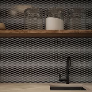 5/8" Muze Hexagon Black 9.875 in. x 11.375 in. Hexagon Matte Glass Wall and Floor Mosaic Tile (0.78 Sq. Ft./Each)
