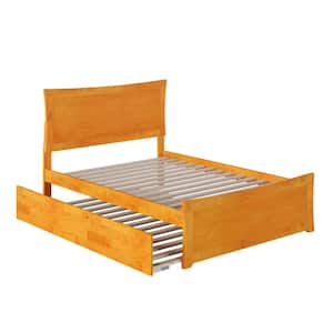 Metro Full Platform Bed with Matching Foot Board with Full Size Urban Trundle Bed in Caramel