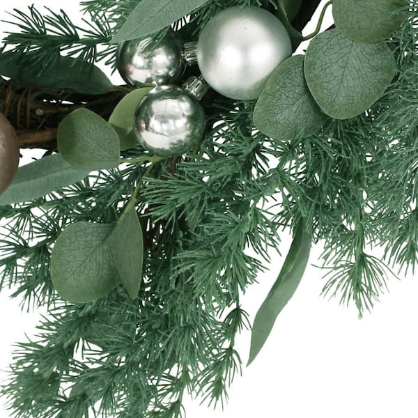 Noble House Cragin 22 in. Eucalyptus Artificial Christmas Wreath with Berries and Pinecones