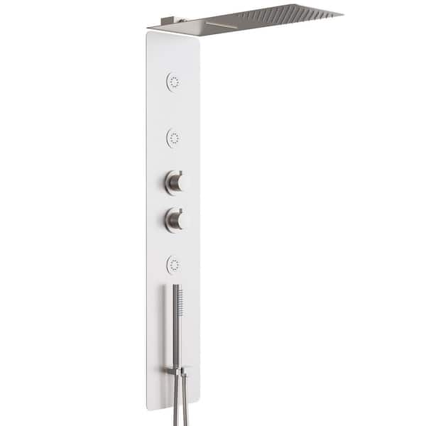 3-Jet 4-Function Shower System with Rainfall Waterfall Shower Head and Hand Shower Wand in Brushed Nickel