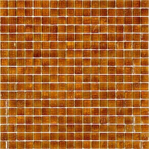 Skosh 11.6 in. x 11.6 in. Glossy Fire Beige Glass Mosaic Wall and Floor Tile (18.69 sq. ft./case) (20-pack)