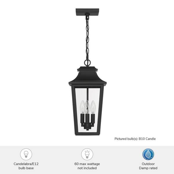 Hunter Fan Company - Hunter Spring Cove 3 Light Matte Black Rectangle Hardwired Outdoor Lighting for Foyer / Entry Way