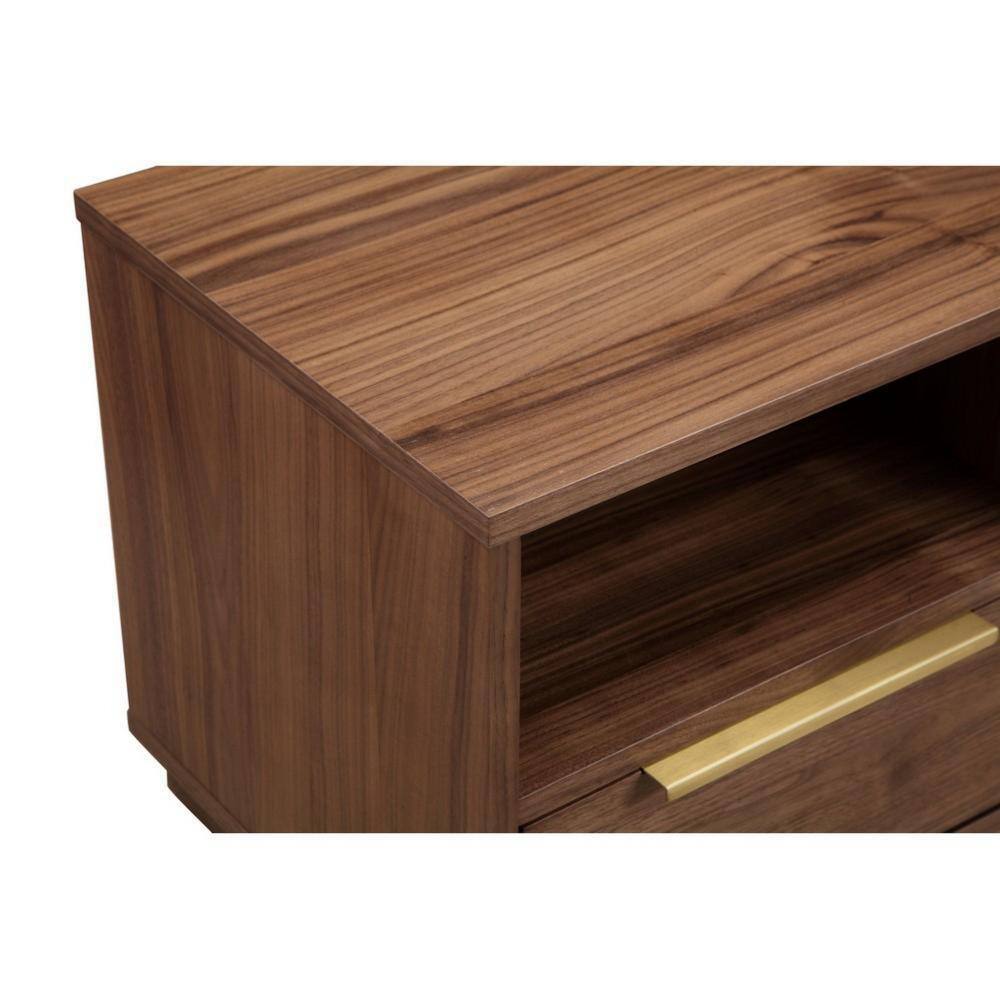 Walnut and Gold 18" Nightstand with Drawer and Cubby