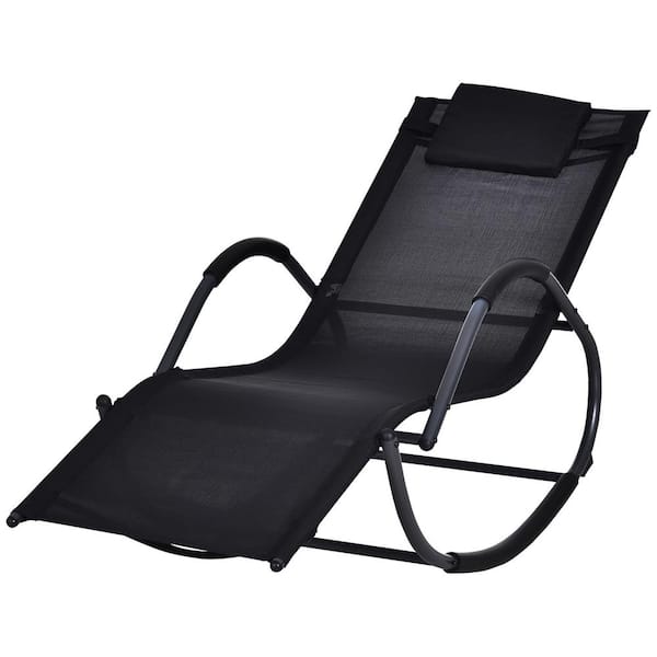 Indoor Loungers Outsunny Zero-Gravity Ergonomically Design Steel Sling Lounger Rocker,  Black for Indoor or Outdoor Use UV/Water Fighting Material-84A-120BK - The  Home Depot