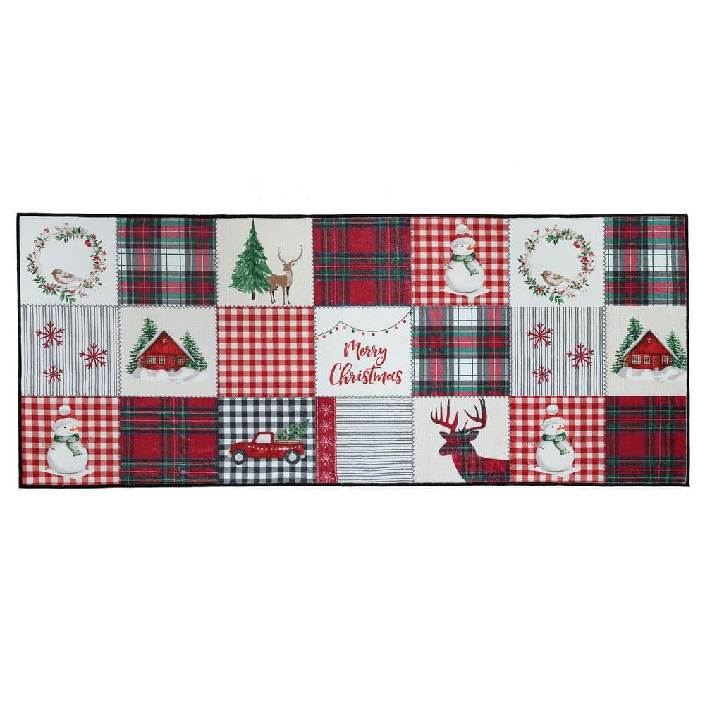 Christmas Red Truck Kitchen Mat, Home Decor Buffalo Plaid Christmas Kitchen  Rugs