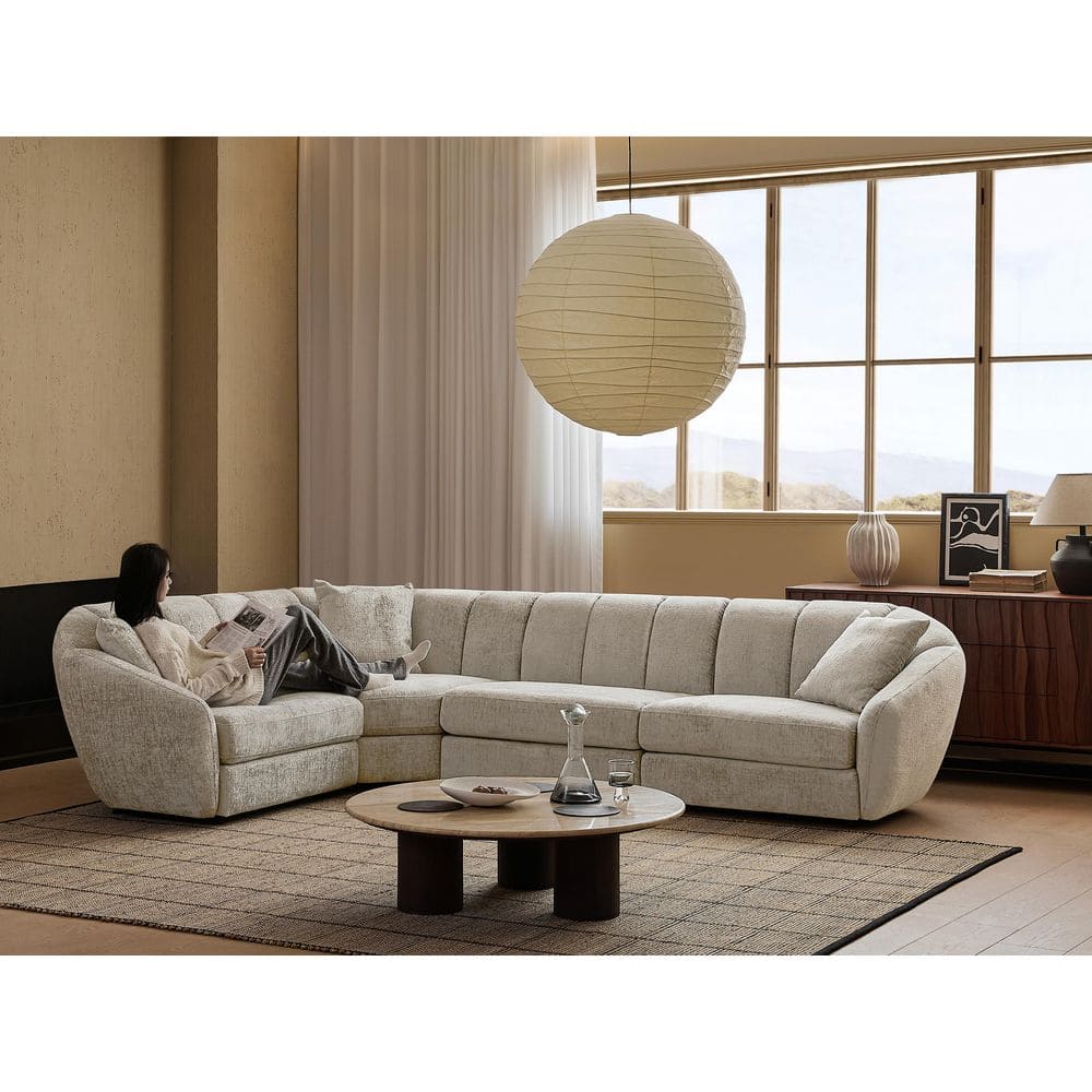 Modern 127 in. Wide Slope Arm Chenille Fabric L-Shaped Sectional Sofa Scall